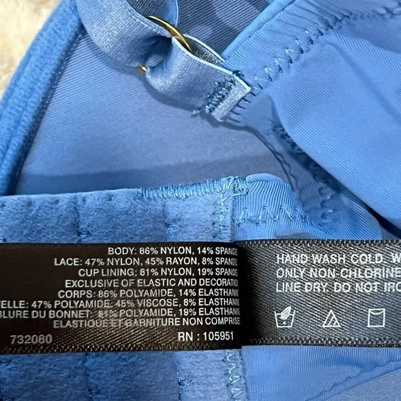 Natori Pure Luxe Plunge T-Shirt Blue Bra 34D ($74)
